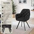 TECTAKE - Lot 2 fauteuils pivotants 180° velours rembourrés motif matelassé noir - vignette