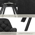 TECTAKE - Lot 2 fauteuils pivotants 180° velours rembourrés motif matelassé noir - vignette