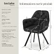 TECTAKE - Lot 2 fauteuils pivotants 180° velours rembourrés motif matelassé noir - vignette