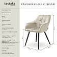 TECTAKE - Lot 2 chaises rembourrées en velours matelassé et dossier crème - vignette