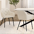 ID MARKET - Lot de 2 chaises de salle à manger, fauteuils de table capitonnés LYA velours beige - vignette