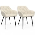 ID MARKET - Lot de 2 chaises de salle à manger, fauteuils de table capitonnés LYA velours beige - vignette