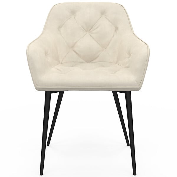 ID MARKET - Lot de 2 chaises de salle à manger, fauteuils de table capitonnés LYA velours beige - large