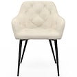 ID MARKET - Lot de 2 chaises de salle à manger, fauteuils de table capitonnés LYA velours beige - vignette
