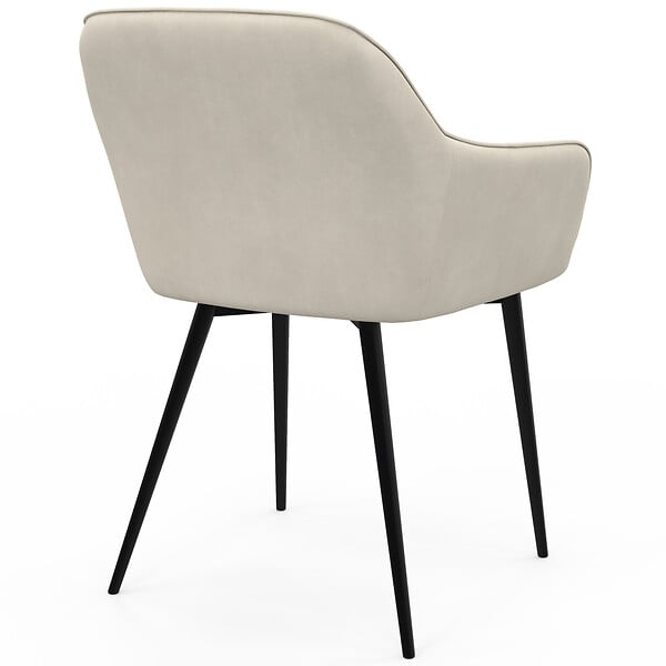 ID MARKET - Lot de 2 chaises de salle à manger, fauteuils de table capitonnés LYA velours beige - large