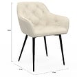 ID MARKET - Lot de 2 chaises de salle à manger, fauteuils de table capitonnés LYA velours beige - vignette