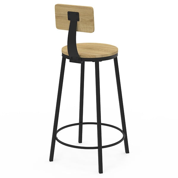 ID MARKET - Lot de 4 tabourets de bar DETROIT assise ronde avec dossier design industriel - large