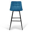 ID MARKET - Lot de 4 tabourets de bar MADY en velours bleu - vignette