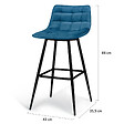 ID MARKET - Lot de 4 tabourets de bar MADY en velours bleu - vignette