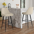ID MARKET - Lot de 2 tabourets de bar THALYA en velours beige avec demi-accoudoirs - vignette