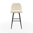 ID MARKET - Lot de 2 tabourets de bar THALYA en velours beige avec demi-accoudoirs - vignette