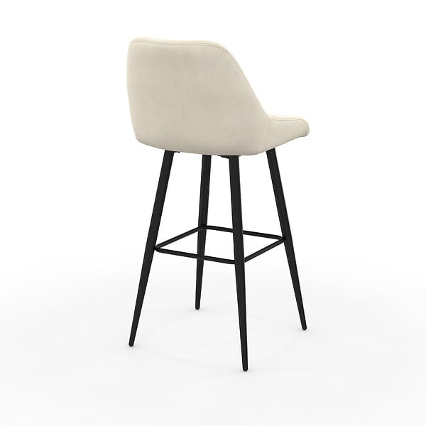 ID MARKET - Lot de 2 tabourets de bar THALYA en velours beige avec demi-accoudoirs - large