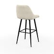 ID MARKET - Lot de 2 tabourets de bar THALYA en velours beige avec demi-accoudoirs - vignette