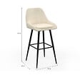 ID MARKET - Lot de 2 tabourets de bar THALYA en velours beige avec demi-accoudoirs - vignette