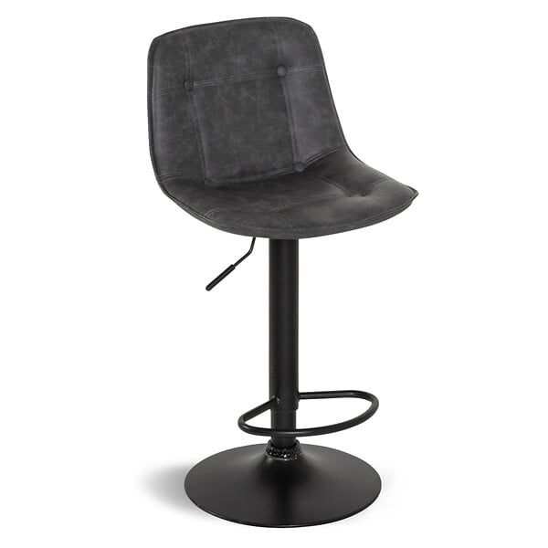 ID MARKET - Lot de 4 tabourets de bar DENVER gris vintage - large