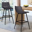 ID MARKET - Lot de 2 tabourets de bar MADY en velours gris foncé - vignette