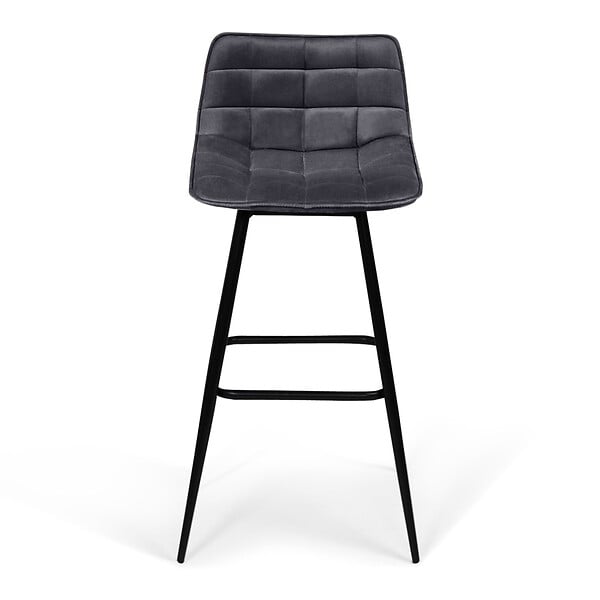 ID MARKET - Lot de 2 tabourets de bar MADY en velours gris foncé - large