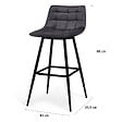 ID MARKET - Lot de 2 tabourets de bar MADY en velours gris foncé - vignette
