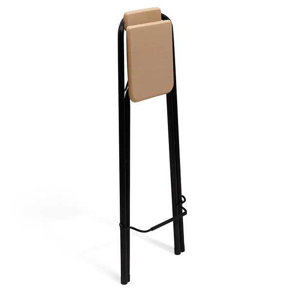 ID MARKET - Lot de 4 tabourets de bar pliants DETROIT structure noire avec assise effet bois design industriel - large