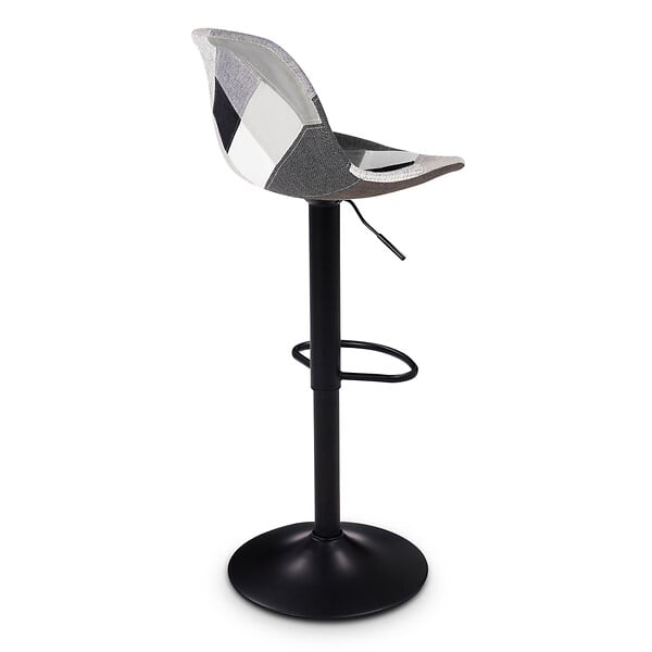 ID MARKET - Lot de 2 tabourets de bar KARL design patchworks noirs, gris et blancs pied noir - large