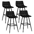 ID MARKET - Lot de 4 tabourets de bar MADY en velours noir - vignette