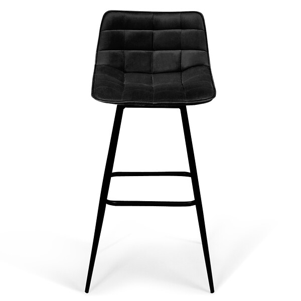 ID MARKET - Lot de 4 tabourets de bar MADY en velours noir - large