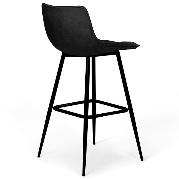 ID MARKET - Lot de 4 tabourets de bar MADY en velours noir - large