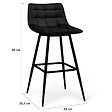 ID MARKET - Lot de 4 tabourets de bar MADY en velours noir - vignette