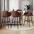 ID MARKET - Lot de 4 tabourets de bar MADY avec accoudoirs marron vintage - vignette