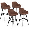 ID MARKET - Lot de 4 tabourets de bar MADY avec accoudoirs marron vintage - vignette