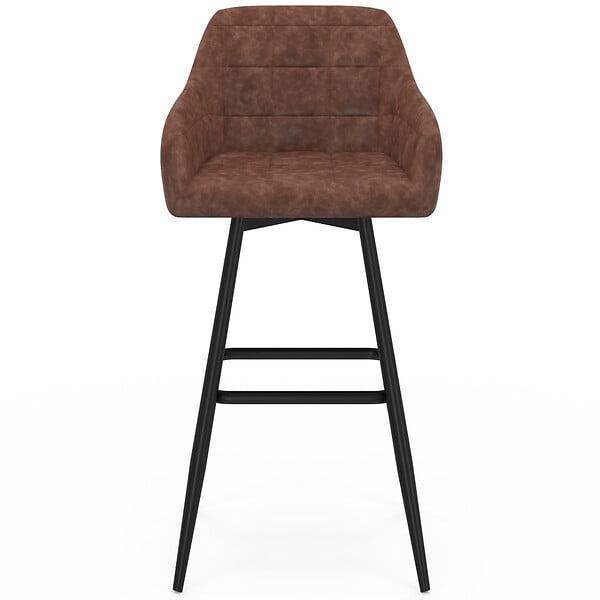 ID MARKET - Lot de 4 tabourets de bar MADY avec accoudoirs marron vintage - large