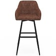 ID MARKET - Lot de 4 tabourets de bar MADY avec accoudoirs marron vintage - vignette