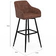 ID MARKET - Lot de 4 tabourets de bar MADY avec accoudoirs marron vintage - vignette