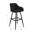 ID MARKET - Lot de 4 tabourets de bar MADY avec accoudoirs en velours noir - vignette