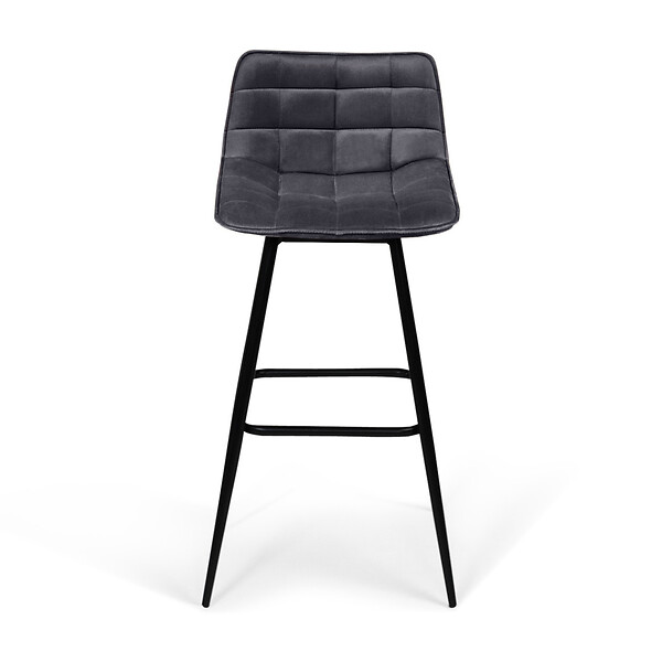 ID MARKET - Lot de 4 tabourets de bar MADY en velours gris foncé - large