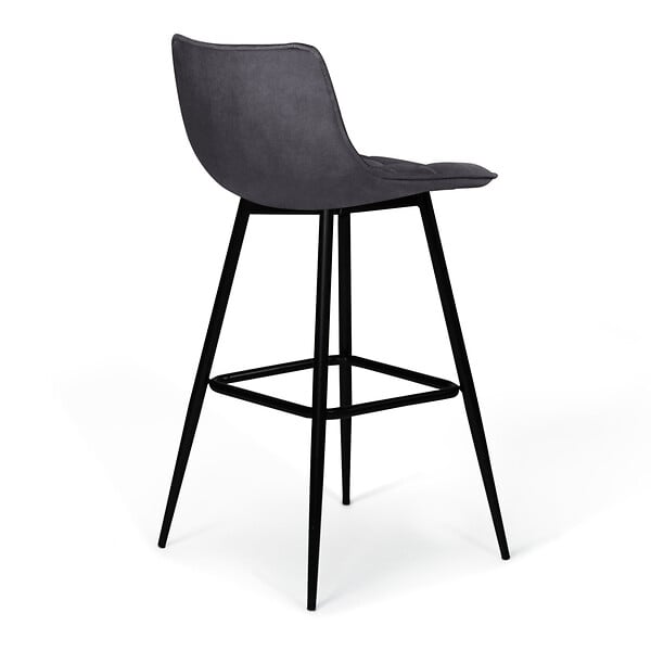ID MARKET - Lot de 4 tabourets de bar MADY en velours gris foncé - large