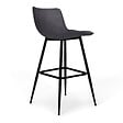 ID MARKET - Lot de 4 tabourets de bar MADY en velours gris foncé - vignette