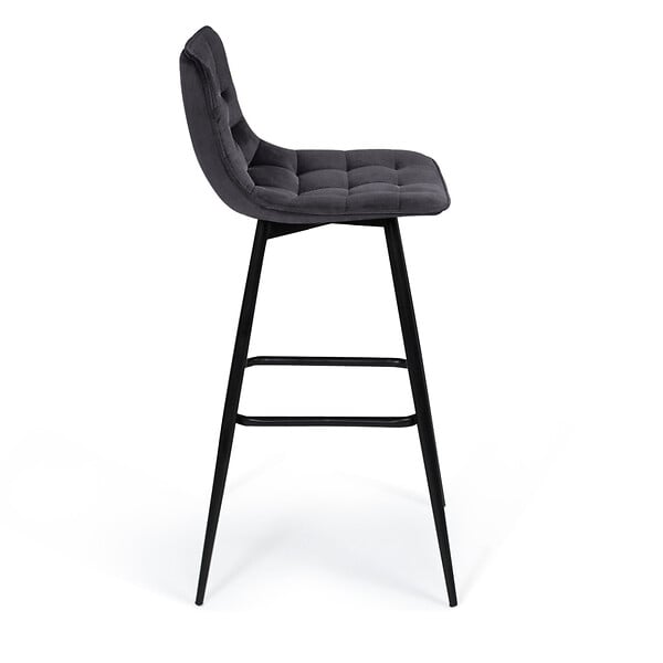 ID MARKET - Lot de 4 tabourets de bar MADY en velours gris foncé - large