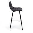 ID MARKET - Lot de 4 tabourets de bar MADY en velours gris foncé - vignette