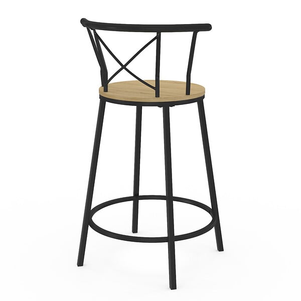 ID MARKET - Lot de 4 tabourets de bar bistrot DETROIT avec dossier arrondis design industriel - large