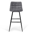 ID MARKET - Lot de 4 tabourets de bar MADY en velours gris clair - vignette