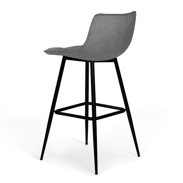 ID MARKET - Lot de 4 tabourets de bar MADY en velours gris clair - large