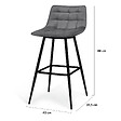 ID MARKET - Lot de 4 tabourets de bar MADY en velours gris clair - vignette