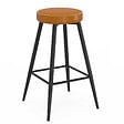 ID MARKET - Lot de 2 tabourets de bar ISAURE marron avec coutures et pieds en métal noir - vignette