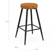 ID MARKET - Lot de 2 tabourets de bar ISAURE marron avec coutures et pieds en métal noir - vignette