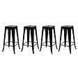 ID MARKET - Lot de 4 tabourets de bar LENY métal noir mat empilable aspect brut factory - vignette