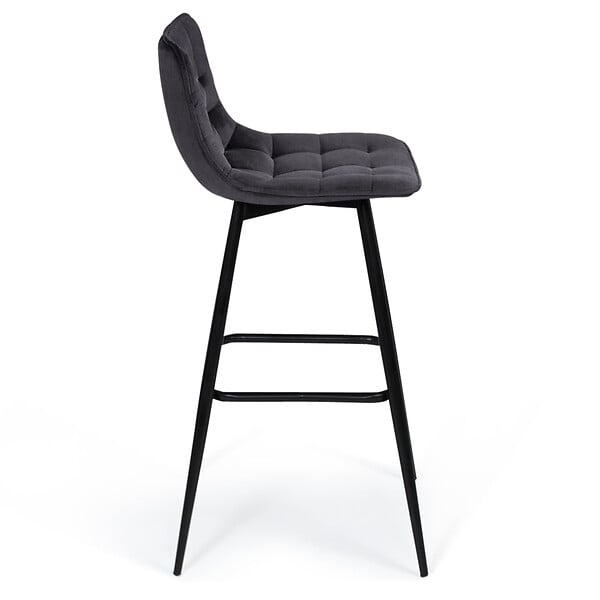 ID MARKET - Lot de 4 tabourets de bar MADY en velours mix color bleu, gris clair, gris foncé, jaune - large