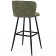ID MARKET - Lot de 4 tabourets de bar FANNY assise en chenille vert kaki et pieds en métal noir - vignette