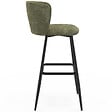 ID MARKET - Lot de 4 tabourets de bar FANNY assise en chenille vert kaki et pieds en métal noir - vignette