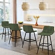 ID MARKET - Lot de 4 tabourets de bar MADY en velours vert - vignette